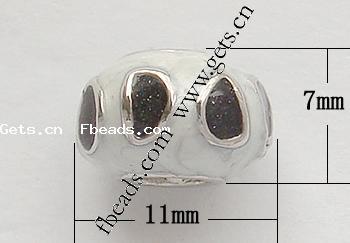 Enamel Zinc Alloy European Beads, Rondelle, plated, plating thickness more than 3μm & without troll & solid & with rhinestone & large hole, more colors for choice, 11x11x7mm, Hole:Approx 4.2-4.5mm, Sold By PC