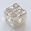 Rhinestone Zinc Alloy European Beads, Cube, plated, without troll & with rhinestone nickel, lead & cadmium free Approx 3.5mm 