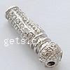Rhinestone Zinc Alloy European Beads, Tube, plated, without troll & with rhinestone Approx 3.5mm 