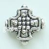 Zinklegierung flache Perlen, Kreuz, plattiert, keine, 12x12x4mm, Bohrung:ca. 1mm, ca. 600PCs/Tasche, verkauft von Tasche