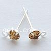 Brass Earring Stud Component, stainless steel post pin, plated, with loop & with rhinestone Approx 1mm 