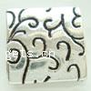 Zinc Alloy Flat Beads, Square, plated, stripe Approx 1mm, Approx 