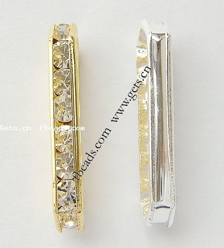 Bridge Rhinestone Spacer, Brass, Rectangle, plated, 5-strand & with Mideast rhinestone, more colors for choice, 35x9x5mm, Hole:Approx 1mm, 500PCs/Bag, Sold By Bag