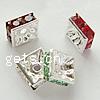 Square Rhinestone Spacer, Brass, Squaredelle, plated, with rhinestone Approx 2.5mm 