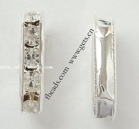Bridge Rhinestone Spacer, Brass, Rectangle, plated, 3-strand & with Mideast rhinestone, more colors for choice, 18x4mm, Hole:Approx 1.5mm, 300PCs/Bag, Sold By Bag