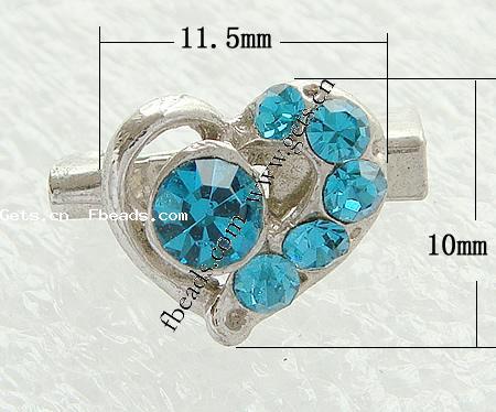 Mideast Rhinestone Metal Alloy Brooch, Heart, plated, with Mideast rhinestone, more colors for choice, nickel free, 11.5x10x5mm, Sold By PC