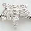 Sterling Silver European Beads, 925 Sterling Silver, Dragonfly, plated, without troll Approx 4.5mm 