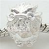 Sterling Silver European Beads, 925 Sterling Silver, Owl, plated, without troll Approx 4.5mm 