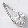 Cubic Zirconia Sterling Silver Pendants, 925 Sterling Silver, Teardrop, platinum plated, with cubic zirconia 