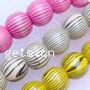 Dyed Wood Beads, Round, painted, large hole & stripe 14mm Approx 4mm 