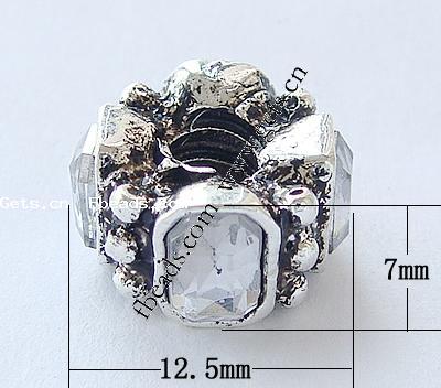 grano Europeo de aleación Zinc con diamante, aleación de zinc, Toroidal, chapado, sin rosca & con diamantes de imitación, más colores para la opción, 12.5x7mm, agujero:aproximado 4mm, Vendido por UD