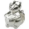 No Troll Thailand Sterling Silver European Beads, Bear, without troll Approx 4.2-4.5mm 