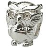 No Troll Thailand Sterling Silver European Beads, Owl, without troll Approx 4.2-4.5mm 