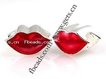 Enamel Zinc Alloy European Beads, Lip, plated, large hole, more colors for choice, 10x7mm, Hole:Approx 4.2-4.5mm, Sold By PC