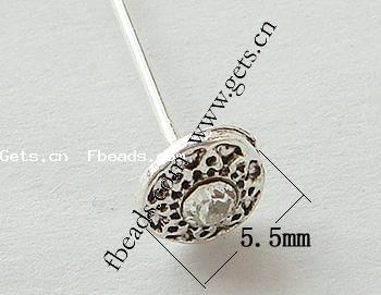 Zinc Alloy Head Pin, plated, with rhinestone, more colors for choice, 54x0.8mm, Sold By PC