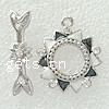 Zinc Alloy Toggle Clasp, Flower, plated, with rhinestone & single-strand Approx 2mm 
