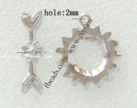 Zinc Alloy Toggle Clasp, Flower, plated, with rhinestone & single-strand, more colors for choice, 21x21mm, 27.5x7mm, Hole:Approx 2mm, Sold By Set