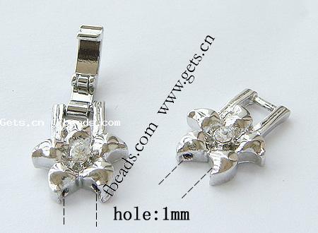 Cinc aleación corchete del relojo, aleación de zinc, Flor, chapado, con diamantes de imitación, más colores para la opción, libre de níquel, plomo & cadmio, 38x13.5x4mm, agujero:aproximado 1mm, Vendido por UD