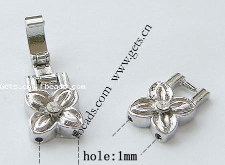 Zinc Alloy Watch Band Clasp, Flower, plated, with rhinestone, more colors for choice, nickel, lead & cadmium free, 33x10x4mm, Hole:Approx 1mm, Sold By PC