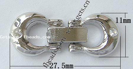 En alliage de zinc montre fermoir de la chaîne, ovale, Placage, avec strass, plus de couleurs à choisir, sans nickel, 27.5x11x4mm, Trou:Environ 1mm, Vendu par PC