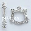 Zinc Alloy Toggle Clasp, Cat, plated, with rhinestone & single-strand Approx 2mm 