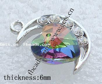 Zinc Alloy Rhinestone Pendants, Moon, plated, with rhinestone, more colors for choice, 19x15x6mm, Hole:Approx 1mm, Sold By PC