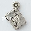 Bijoux pendentifs en Zinc alliage , alliage de zinc, Poker, avec le motif de coeur & avec le motif de lettre, plus de couleurs à choisir, sans nickel Environ 2mm Vendu par sac