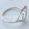 Cubic Zirconia anillo de dedo de plata esterlina, plata de ley 925, Corazón, chapado, con circonia cúbica, más colores para la opción, 15x12mm, agujero:aproximado 17mm, tamaño:6.5, Vendido por UD