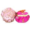 boîte de bijou cosmétiques, soie, polygone, avec le motif de fleurs, couleurs mélangées Vendu par PC