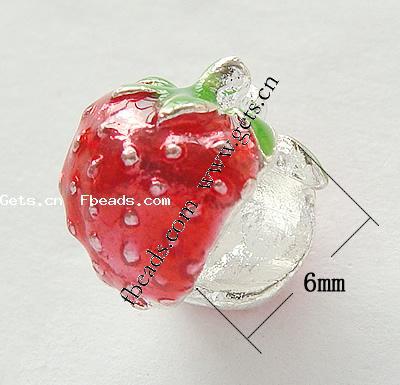 Enamel Zinc Alloy European Beads, Strawberry, large hole, more colors for choice, 12x9.5mm, Hole:Approx 4mm, Sold By PC