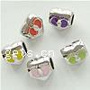 Enamel Zinc Alloy European Beads, Heart, plated, without troll & large hole Approx 6mm 