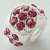Rhinestone Zinc Alloy European Beads, plated, without troll & with rhinestone nickel, lead & cadmium free Approx 4mm 