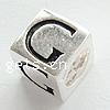 Sterling Silver European Alphabet Beads, 925 Sterling Silver, Cube, plated, with letter pattern & without troll Approx 5mm 