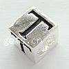Sterling Silber Europa Buchstabenperlen, 925 Sterling Silber, Würfel, plattiert, mit Brief Muster & ohne troll, keine, 7.5x7.5x7.5mm, Bohrung:ca. 5mm, verkauft von PC