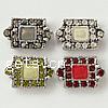 Rhinestone Zinc Alloy Connector, Rectangle, plated, with rhinestone nickel, lead & cadmium free Approx 1mm 
