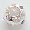 Cubic Zirconia Sterling Silver European Beads, 925 Sterling Silver, Rondelle, plated, without troll & with cubic zirconia Approx 5mm 