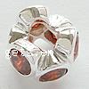 Kubisch Zirconia Echtsilber Europa Perlen, 925 Sterling Silber, Blume, plattiert, ohne troll & mit kubischem Zirkonia, keine, 12x9mm, Bohrung:ca. 5mm, verkauft von PC