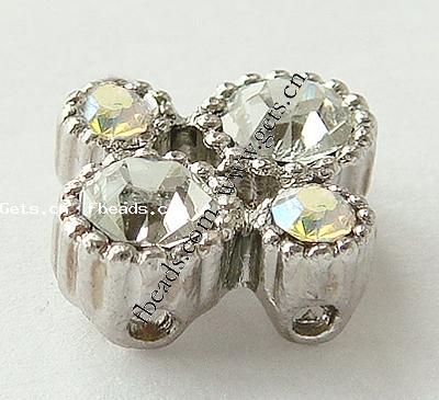 Rhinestone Zinc Alloy Connector, plated, faceted & with rhinestone, more colors for choice, 10x10x5mm, Hole:Approx 1mm, Sold By PC