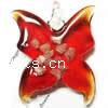 Lampwork Glass Pendant Butterfly 42x33x7mm Gold Sand