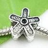 No Troll Thailand Sterling Silver European Beads, Flower, without troll Approx 5mm 