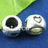 No Troll Thailand Sterling Silver European Beads, Drum, with heart pattern & without troll Approx 4.75mm 