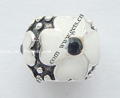 Gota de Europeo de aleación de zinc con esmalte, Tambor, chapado, sin rosca & con diamantes de imitación & agujero largo, más colores para la opción, 10x8mm, agujero:aproximado 4.2mm, Vendido por UD
