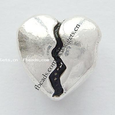 Zinc Alloy European Beads, Heart, plated, without troll, more colors for choice, 9.5x9mm, Hole:Approx 4.5mm, Sold By PC