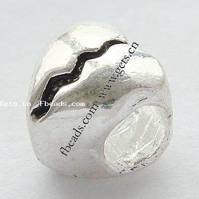 Perles European en alliage de zinc, coeur, Placage, sans filetage, plus de couleurs à choisir, 9.5x9mm, Trou:Environ 4.5mm, Vendu par PC