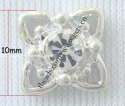 Rhinestone Spacer Bar, with Zinc Alloy, Flower, plated, plating thickness more than 3μm & Customized & with Mideast rhinestone & 2-strand, more colors for choice, lead & nickel free, 10x10x4mm, Hole:Approx 0.5mm, Sold By PC