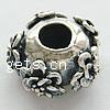 No Troll Thailand Sterling Silver European Beads, Drum, with flower pattern & without troll Approx 4.6mm 