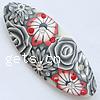 Polymer Clay Jewelry Pendants, Oval, with flower pattern & with rhinestone Approx 1mm 