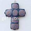 Polymer Clay Jewelry Pendants, Cross, with flower pattern Approx 2mm 