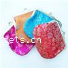 Satin Gift Bag, with Iron, Rectangle, with flower pattern, mixed colors 