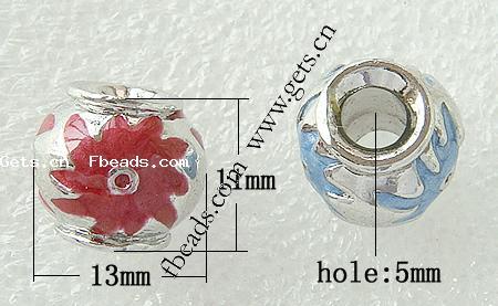 Gota de Europeo de aleación de zinc con esmalte, Tambor, chapado, sin rosca & agujero largo, más colores para la opción, 13x11mm, agujero:aproximado 5mm, Vendido por UD